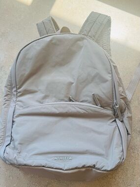 Athleta Beige-Light Gray Padded Daypack Backpack